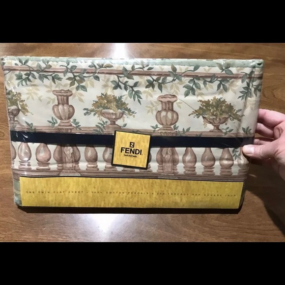 Fendi Bedding Fendi Bed And Bath Brown Twin Flat Sheet Vintage